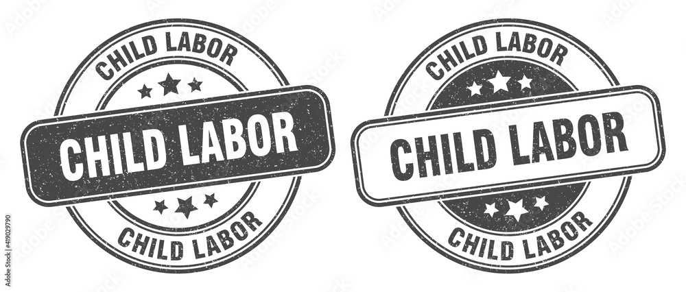 child labor stamp. child labor label. round grunge sign