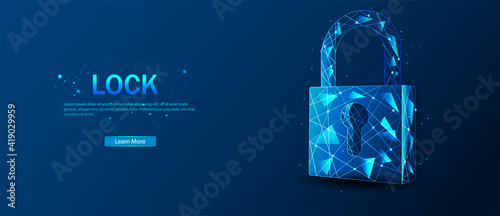 Castle. The polygonal wireframe grid looks like a constellation in a dark blue night sky with dots and stars. Security, security, privacy, or other concept illustration or background