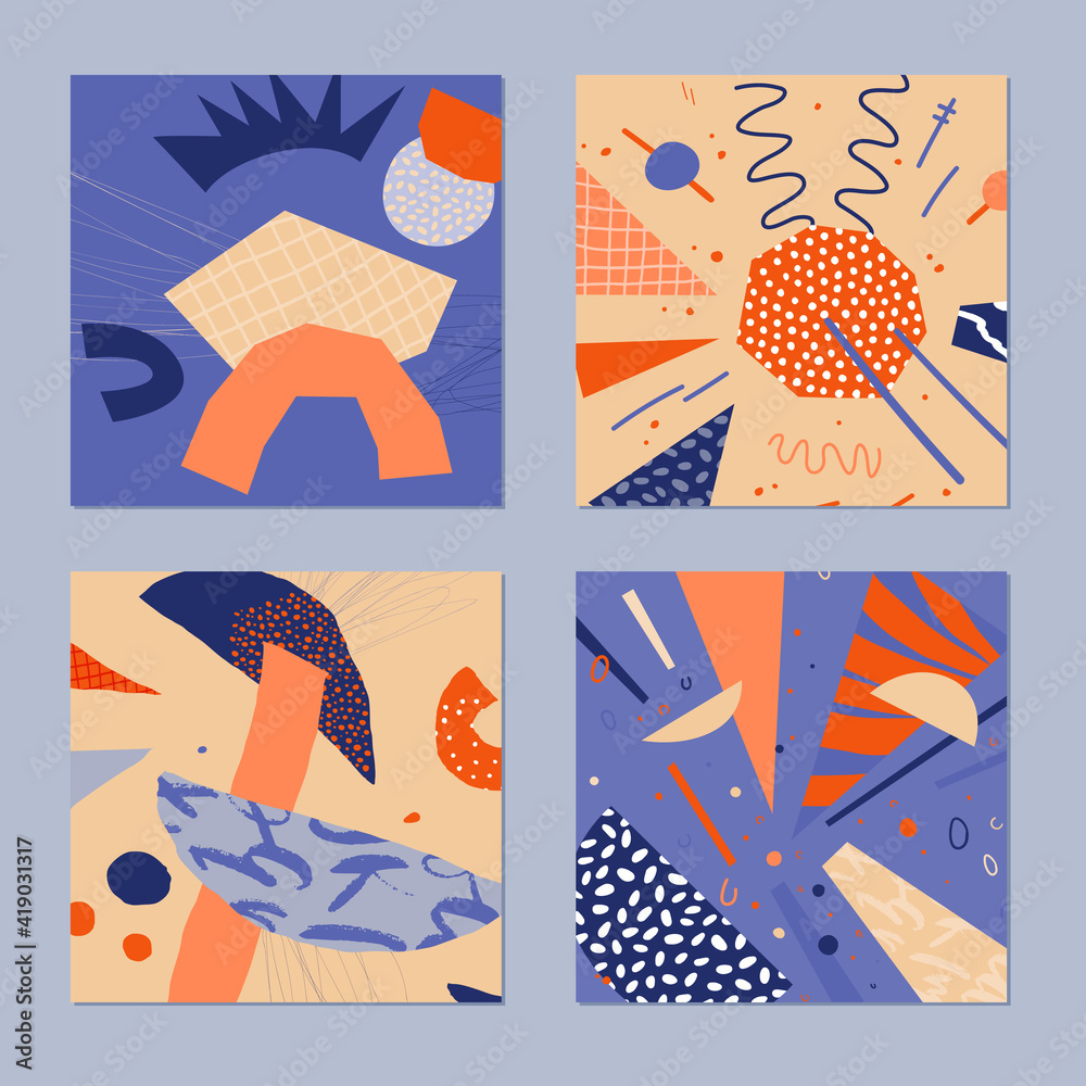 Abstract print. Collage paper style. Stylish composition for clothing and interior. Vector illustration.