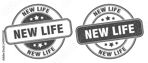 new life stamp. new life label. round grunge sign