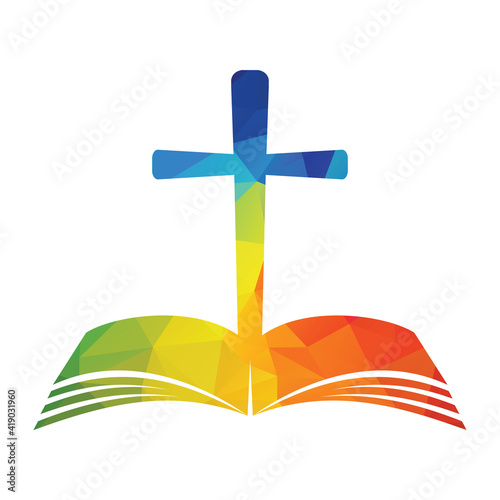 Bible Cross Logo concept design. Christine Church cross logo.