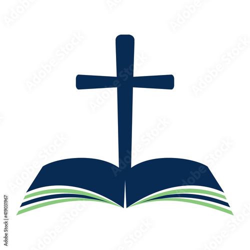 Bible Cross Logo concept design. Christine Church cross logo.