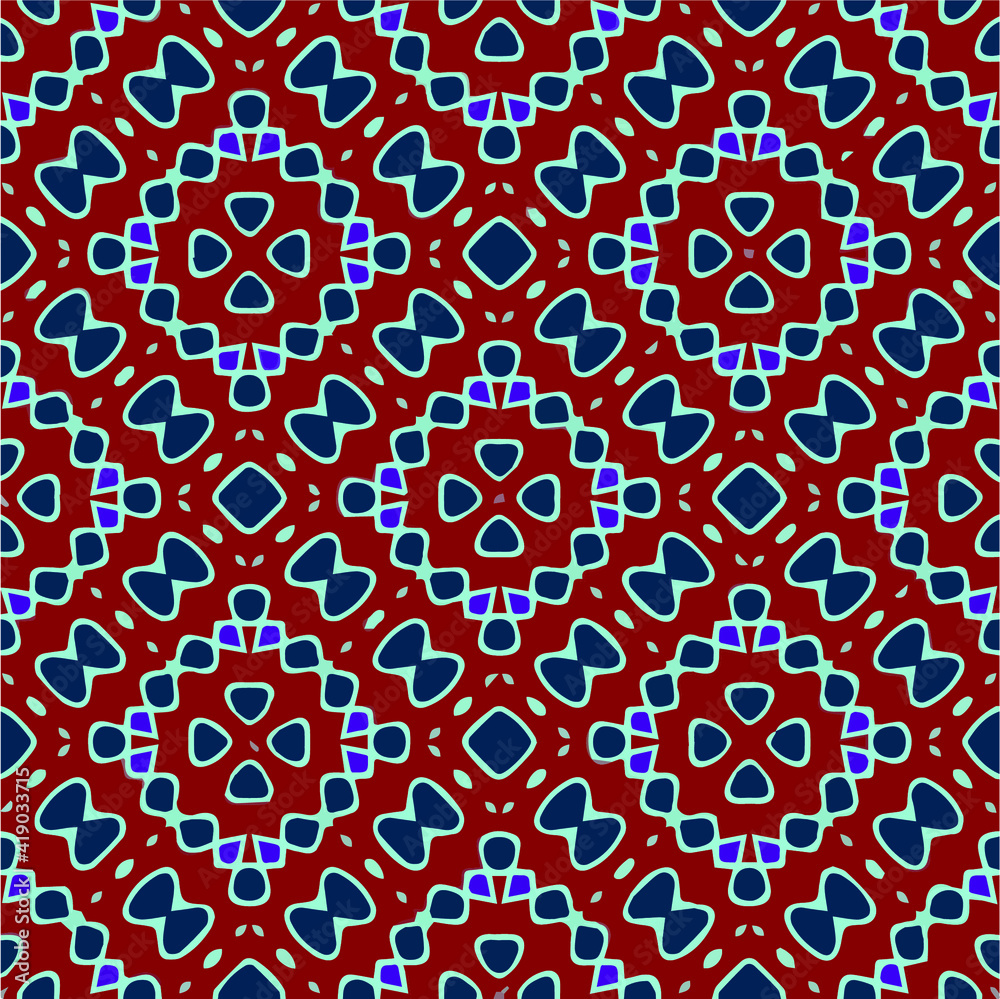 Seamless pattern with symmetric geometric ornament. Seamless pattern with symmetric geometric ornament.