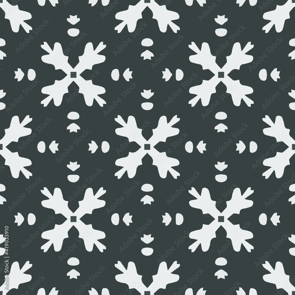 Seamless pattern with symmetric geometric ornament.  - obrazy, fototapety, plakaty 