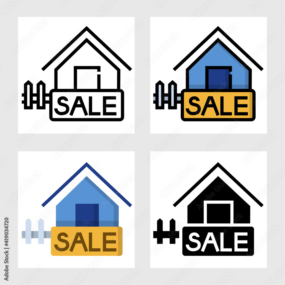 real estate sale icon vector design in filled, thin line, outline and flat style.