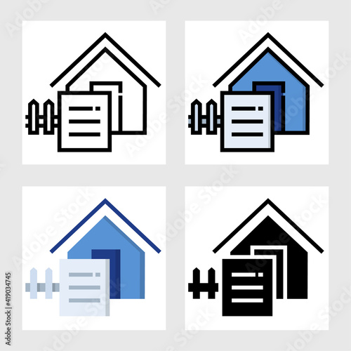 real estate with paper detail icon vector design in filled, thin line, outline and flat style.