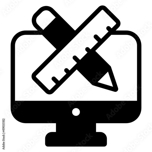 
Alphabets with arrow inside monitor denoting kerning in glyph icon 

