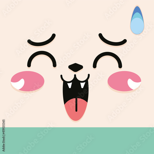 Laughing facial expression cartoon kawaii - Vector illustration