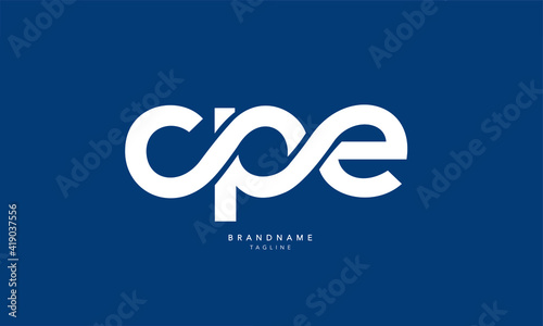 Alphabet letters Initials Monogram logo CPE, CP, PE