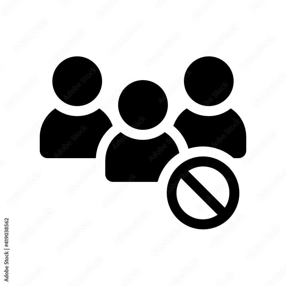 Avoid crowd, no gathering coronavirus covid-19, ban group people vector icon Avoid crowd, no gathering coronavirus covid-19, ban group people vector icon