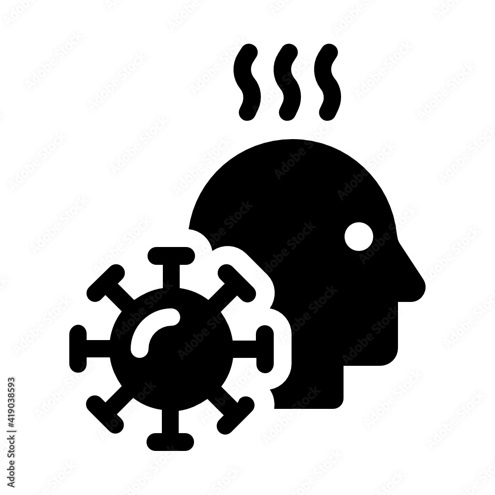 Sick person with fever, man get covid-19 virus symptom with high temperature and pain vector icon Sick person with fever, man get covid-19 virus symptom with high temperature and pain vector icon