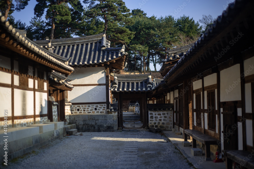 한국의 전통집이 있는 풍경 Scenery with Korean traditional houses 한국의 전통집이 있는 풍경 Scenery with Korean traditional houses