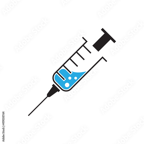 Medical syringe injection icon design isolated on white background