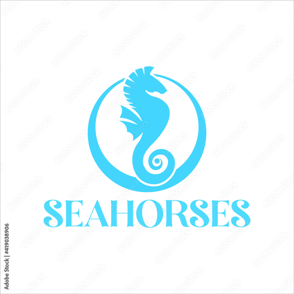 Seahorses simple flat logo exclusive design inspiration Seahorses simple flat logo exclusive design inspiration