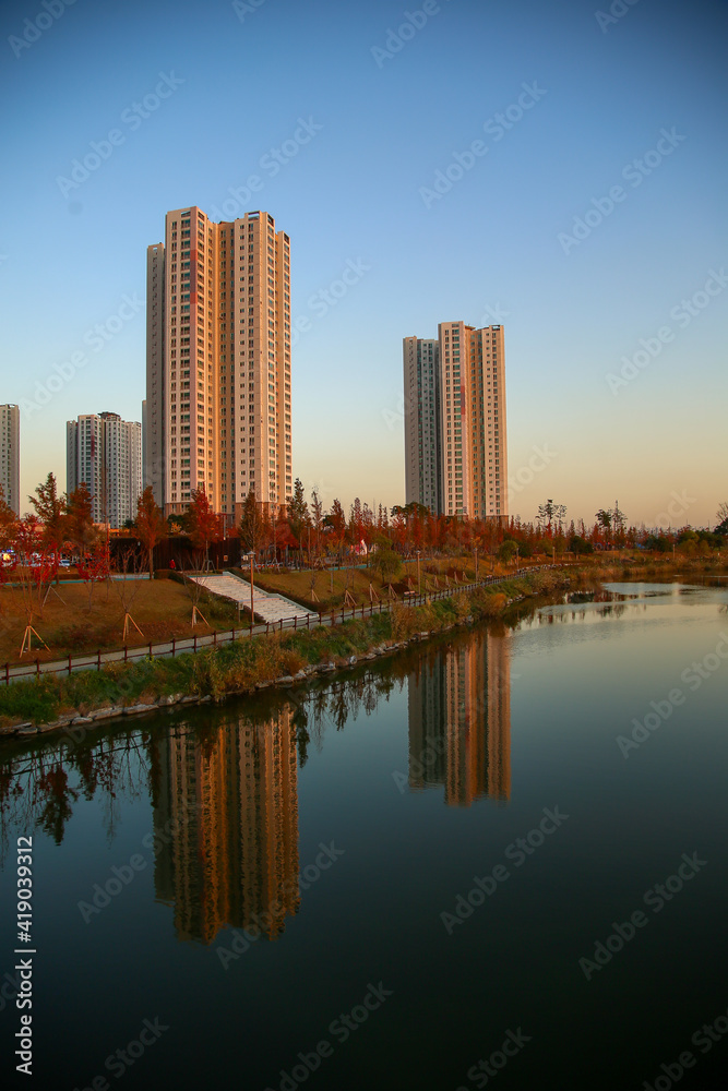 한국 인천에서 보는 아파트가 보이는 View of apartments from Incheon, Korea