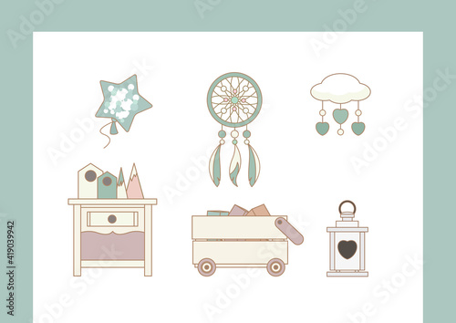 Nursery and Kid's Room Decor elements set