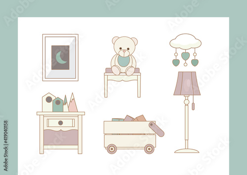 Nursery and Kid's Room Decoration elements set