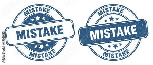 mistake stamp. mistake label. round grunge sign