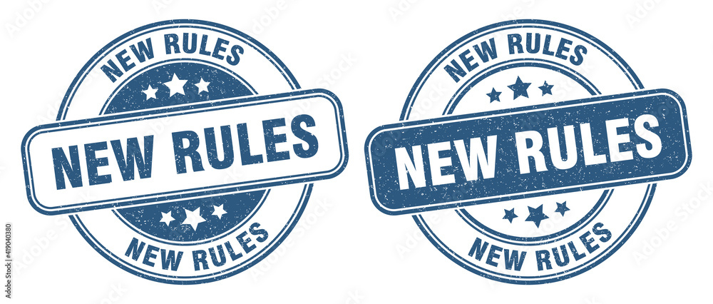 new rules stamp. new rules label. round grunge sign