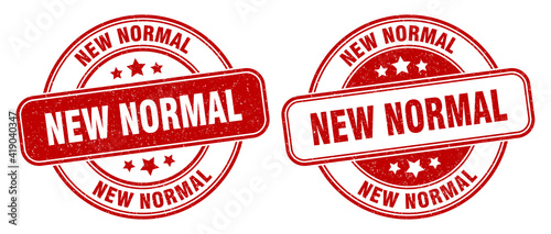 new normal stamp. new normal label. round grunge sign