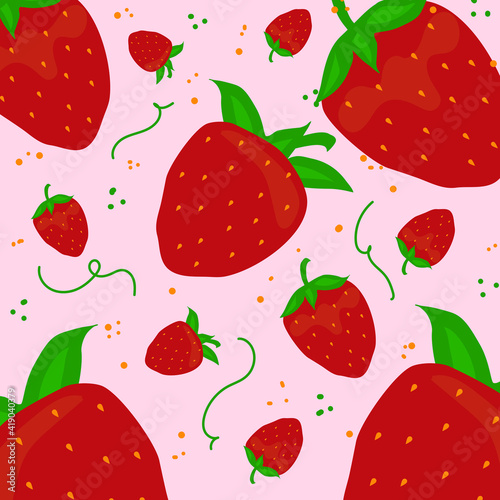 Fototapeta Naklejka Na Ścianę i Meble -  Strawberry Pattern Illustration