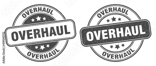 overhaul stamp. overhaul label. round grunge sign