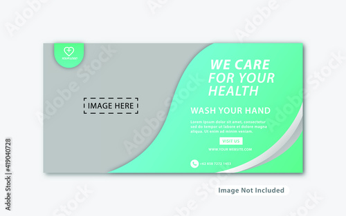 We care for your health banner. Medical healthcare web banner template