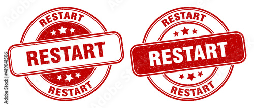 restart stamp. restart label. round grunge sign