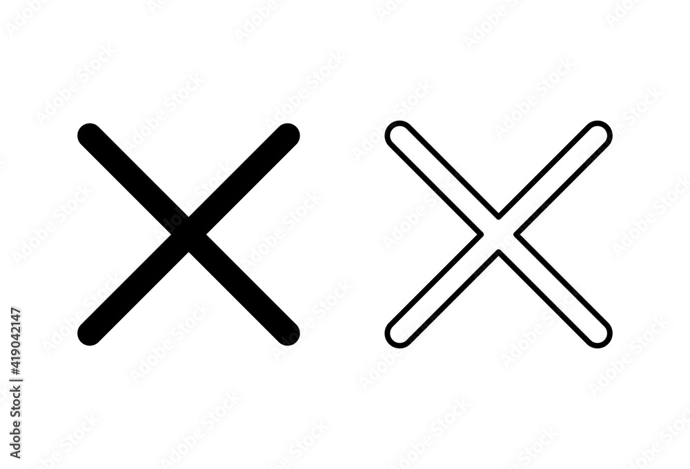 Close icon set. Delete icon vector. cross sign Close icon set. Delete icon vector. cross sign