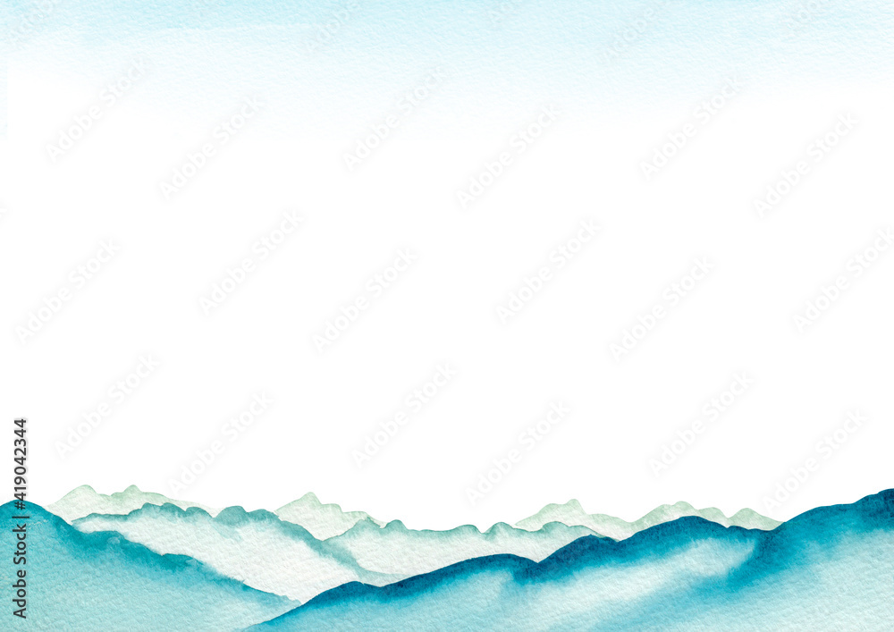 登山 山 山脈 山岳 景色 風景 背景 水彩 イラスト Stock Illustration Adobe Stock