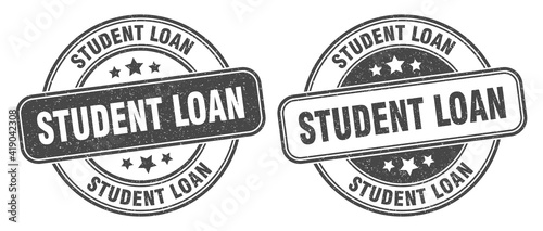 student loan stamp. student loan label. round grunge sign
