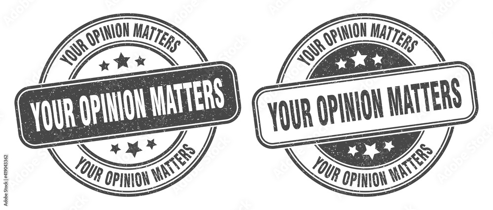 your opinion matters stamp. your opinion matters label. round grunge sign