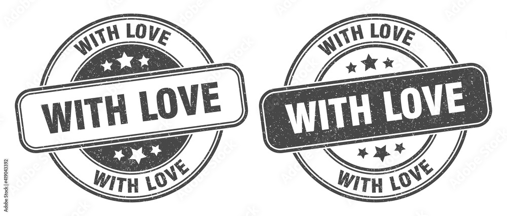 with love stamp. with love label. round grunge sign