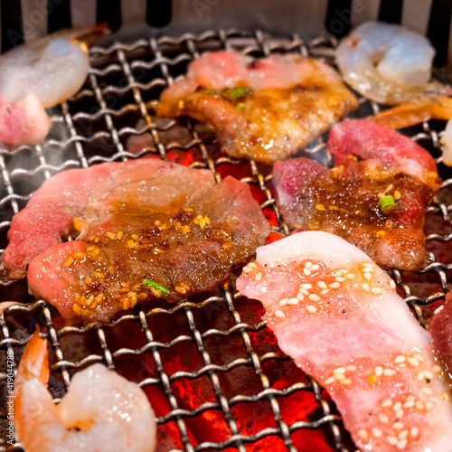 Yakiniku - Japanese Barbecue on a Hot Chacoal Stove photo