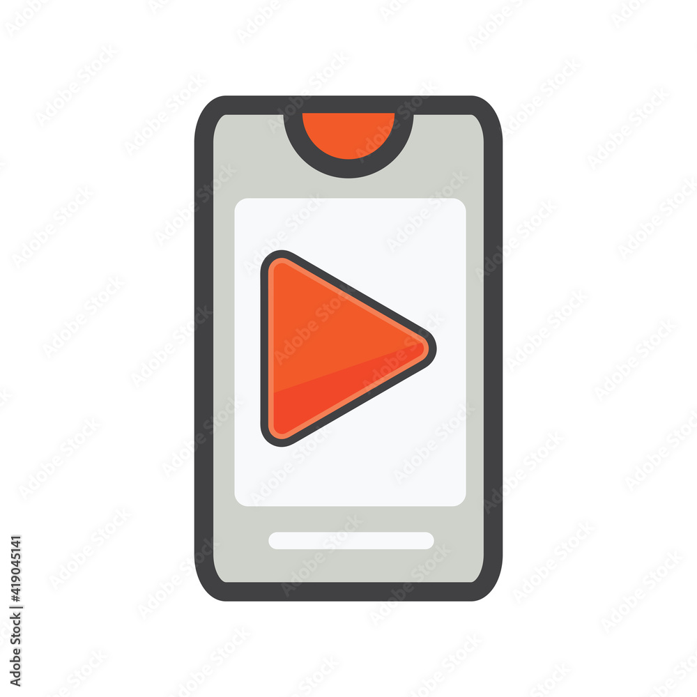smartphone with video illustration. smartphone illustration. Flat vector icon. smartphone with video illustration. smartphone illustration. Flat vector icon.