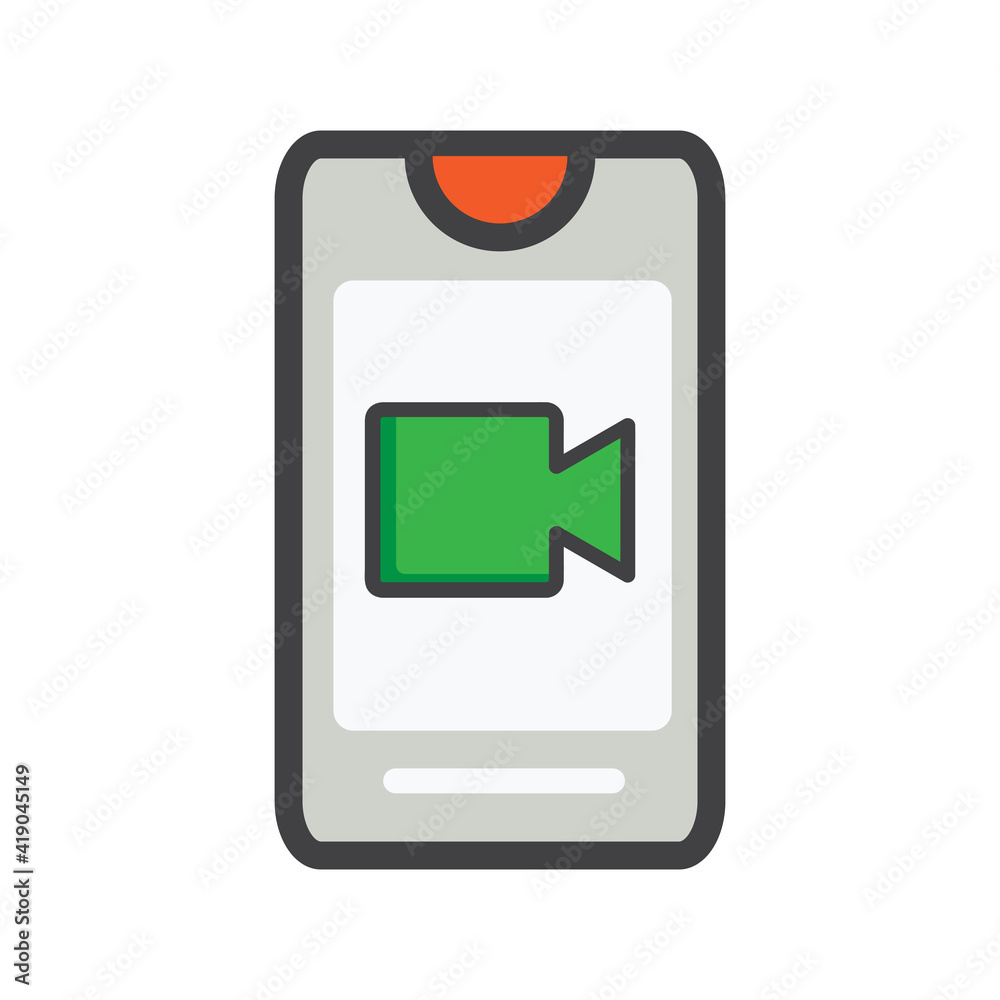 smartphone with video illustration. smartphone illustration. Flat vector icon. smartphone with video illustration. smartphone illustration. Flat vector icon.
