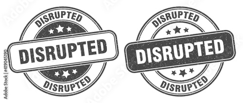 disrupted stamp. disrupted label. round grunge sign