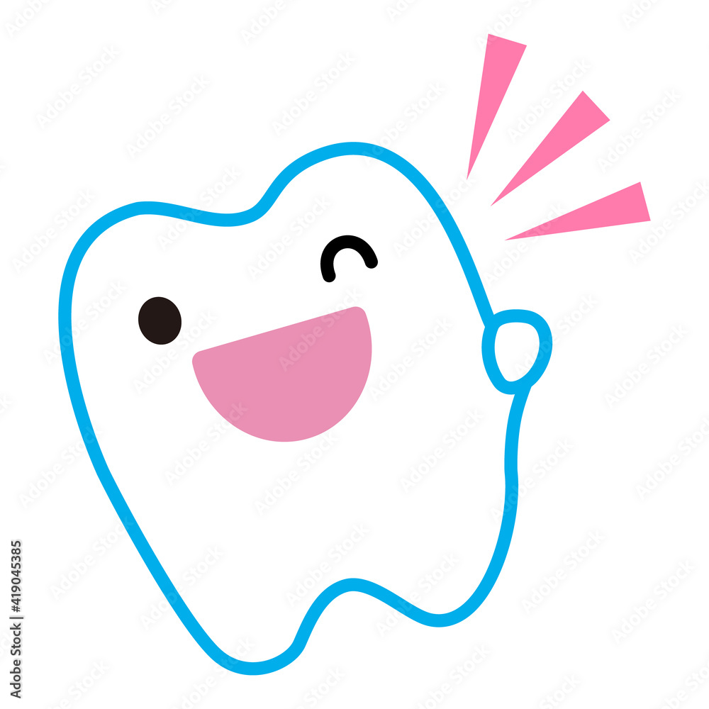笑顔で イイね のポーズをしているかわいい歯のキャラクター Stock Vector Adobe Stock