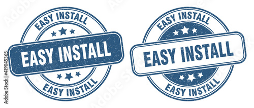 easy install stamp. easy install label. round grunge sign