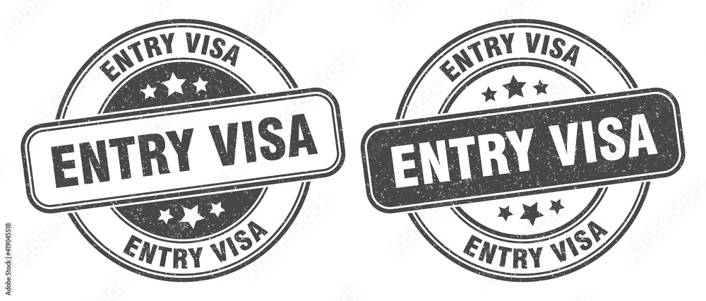 entry visa stamp. entry visa label. round grunge sign