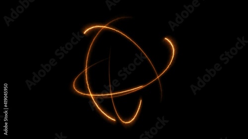 Atom rotate moving by infinity of orange fire red nature and flame energy
