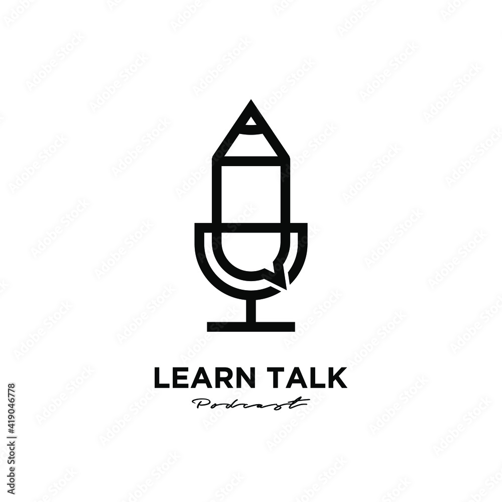 pencil podcast logo icon design pencil podcast logo icon design