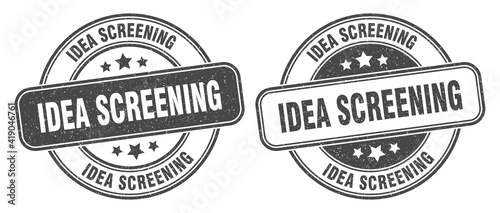 idea screening stamp. idea screening label. round grunge sign