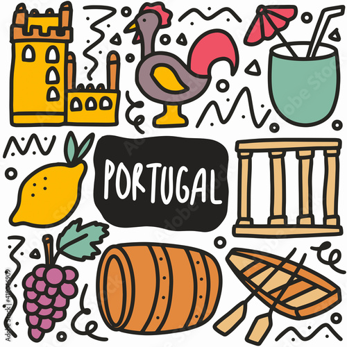 hand drawn doodle portugal holiday