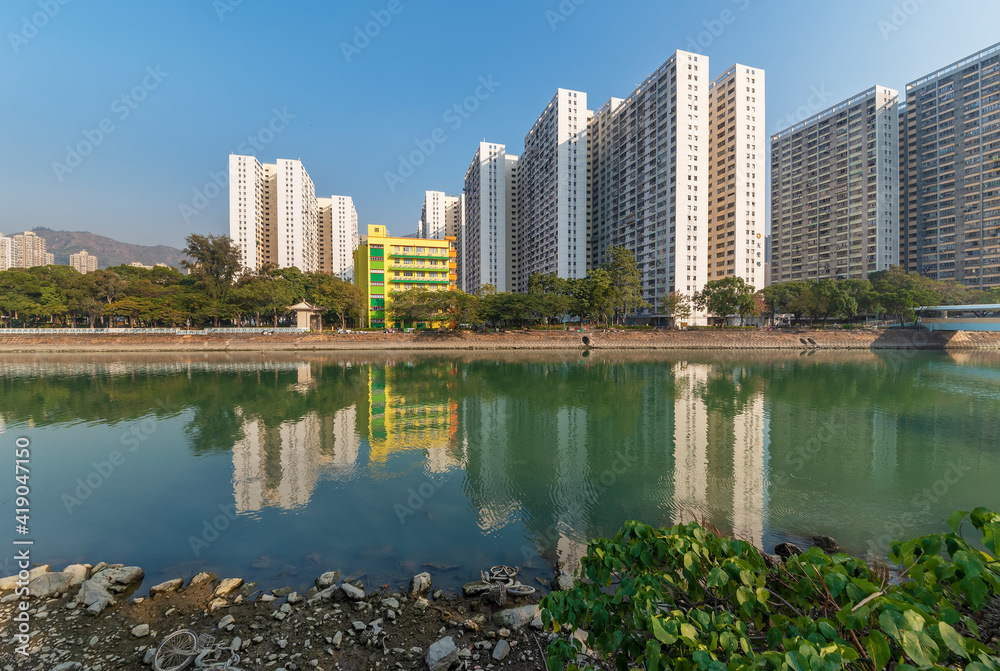 Fototapeta premium High rise residential building in Hong Kong city