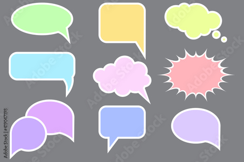 Bubble speech colored. Vector illustration. Round shape. Sticker design. Stock image. EPS 10.