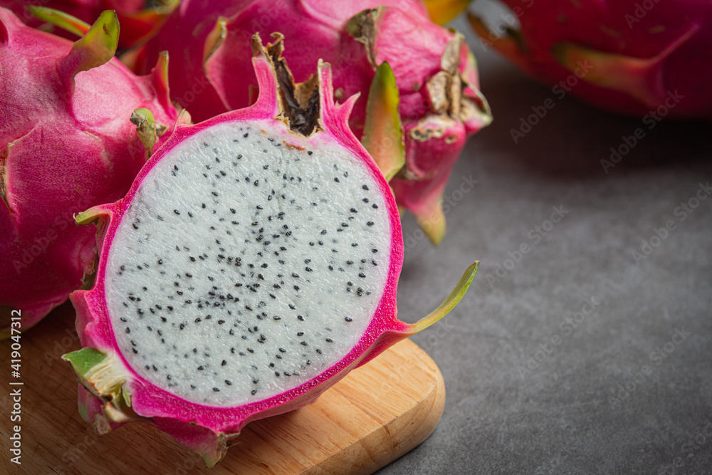 Dragon fruit on old dark background Dragon fruit on old dark background