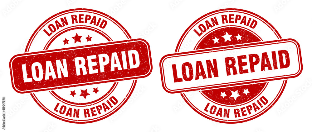 Εκτύπωση καμβά loan repaid stamp. loan repaid label. round grunge sign