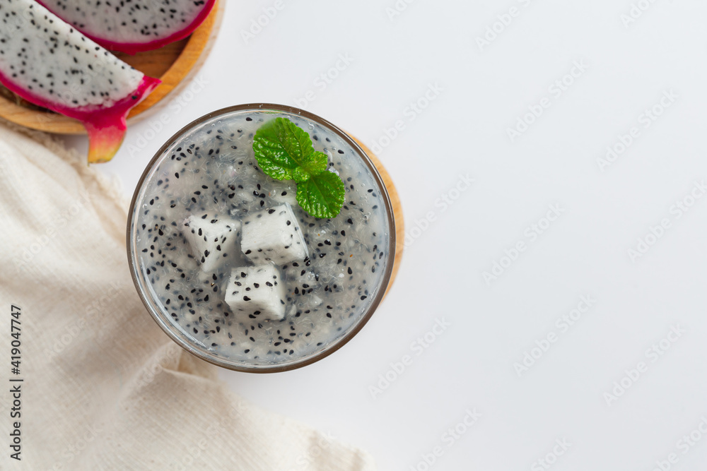 Smoothies of organic dragon fruit on white background Smoothies of organic dragon fruit on white background