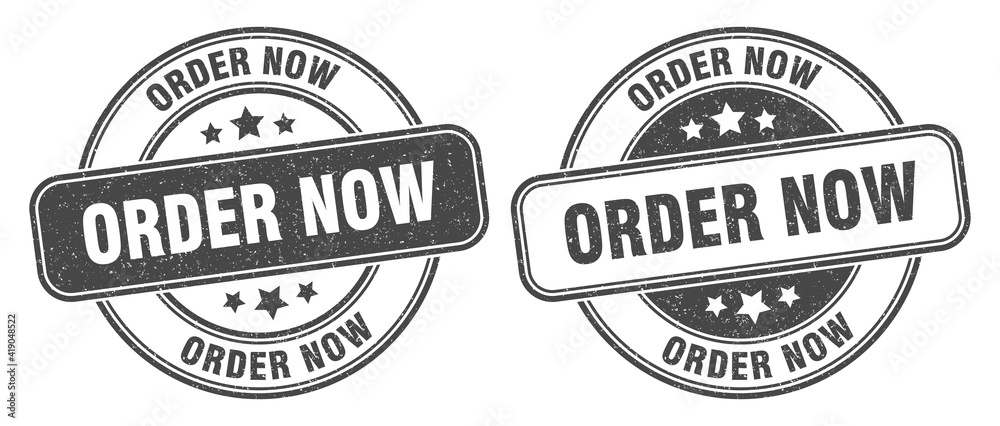 order now stamp. order now label. round grunge sign order now stamp. order now label. round grunge sign